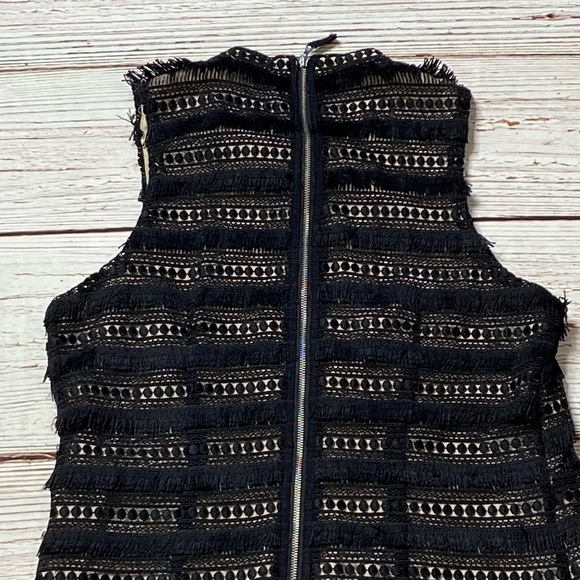J Crew Black Crochet Fringe Sleeveless Shift Dress Sz 2 - Picture 12 of 15